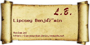 Lipcsey Benjámin névjegykártya